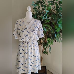 Sienna Sky Blue And White Floral Mini Dress